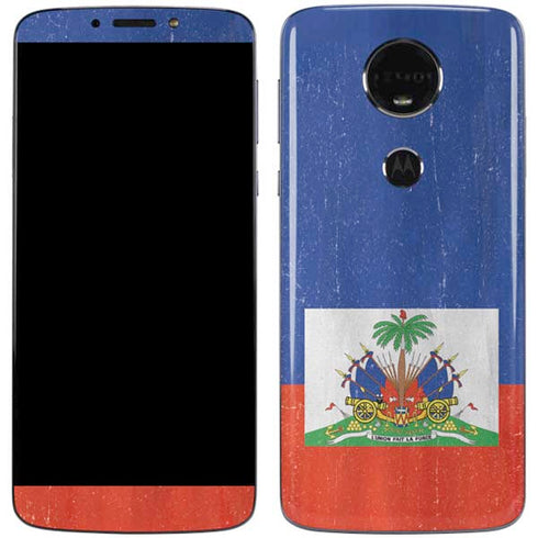 Haiti Flag Distressed Moto E5 Plus Skin